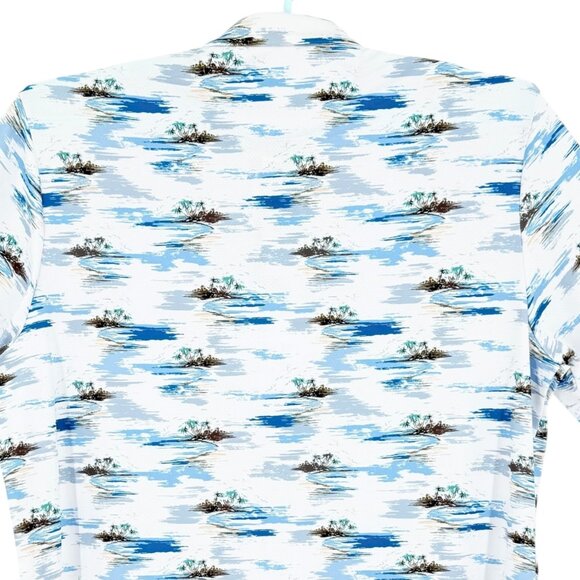 Chaps Golf Mens 4-Way Stretch Super Soft Printed Bright White Polo Shirt 2XL NWT - Picture 4 of 11